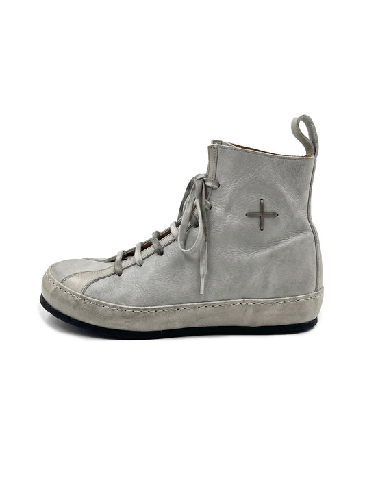 Metallic Pointed-Toe Lace-Up Boots