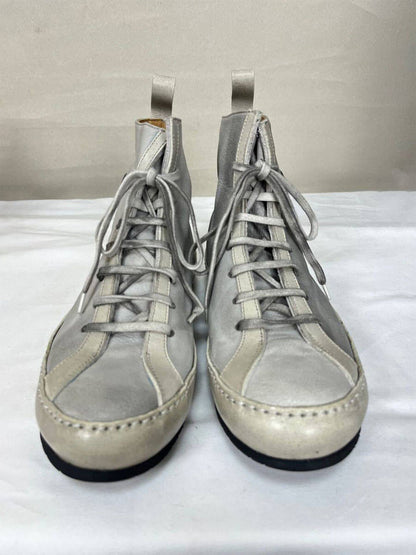 Metallic Pointed-Toe Lace-Up Boots