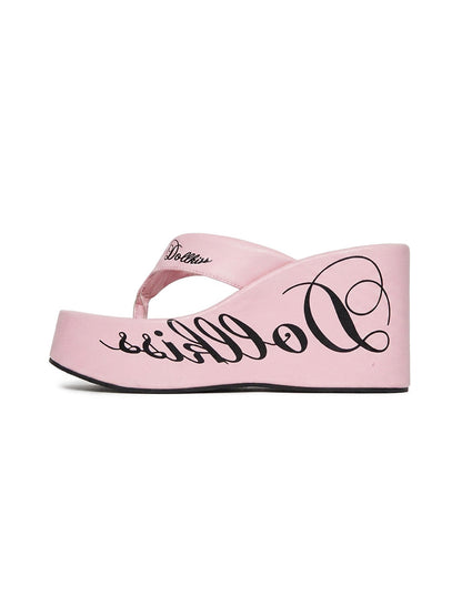Logo-Print 10cm Platform Wedge Flip-Flops