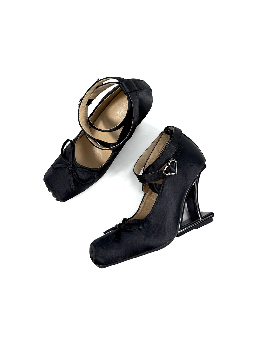 Bow-Strap Sculptural 9cm Satin Pumps