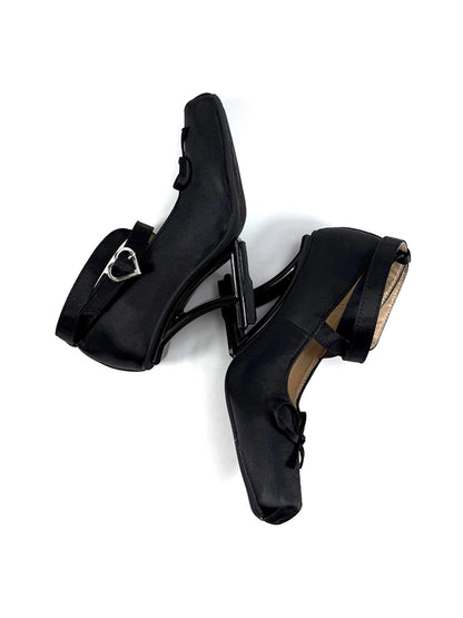 Bow-Strap Sculptural 9cm Satin Pumps