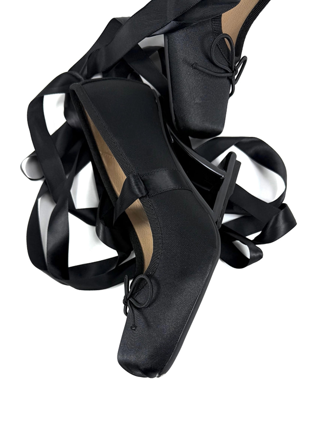 Bow-Strap Sculptural 9cm Satin Pumps