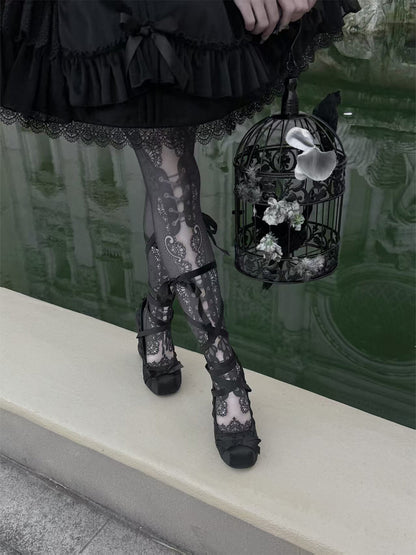 Satin Ribbon-Lace 9cm Platform Pumps