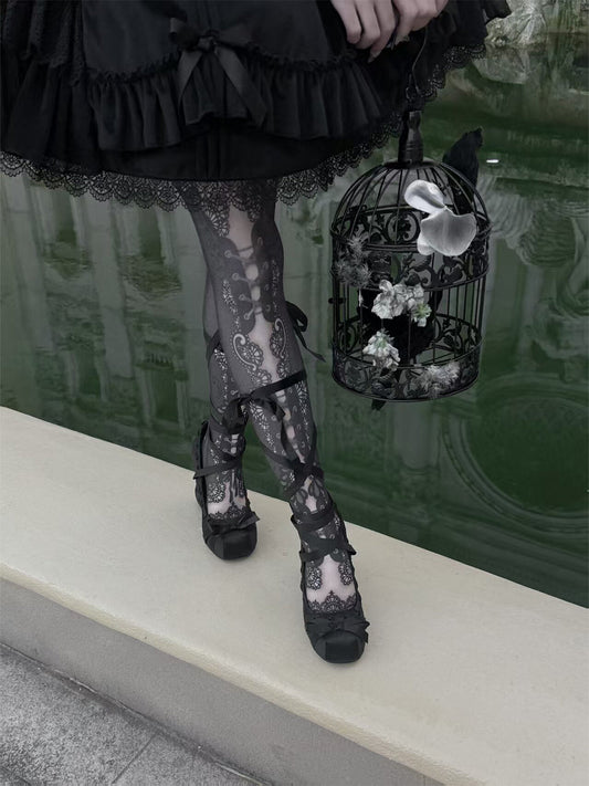 Satin Ribbon-Lace 9cm Platform Pumps