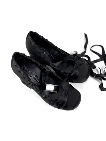 Satin Ribbon-Lace 9cm Platform Pumps