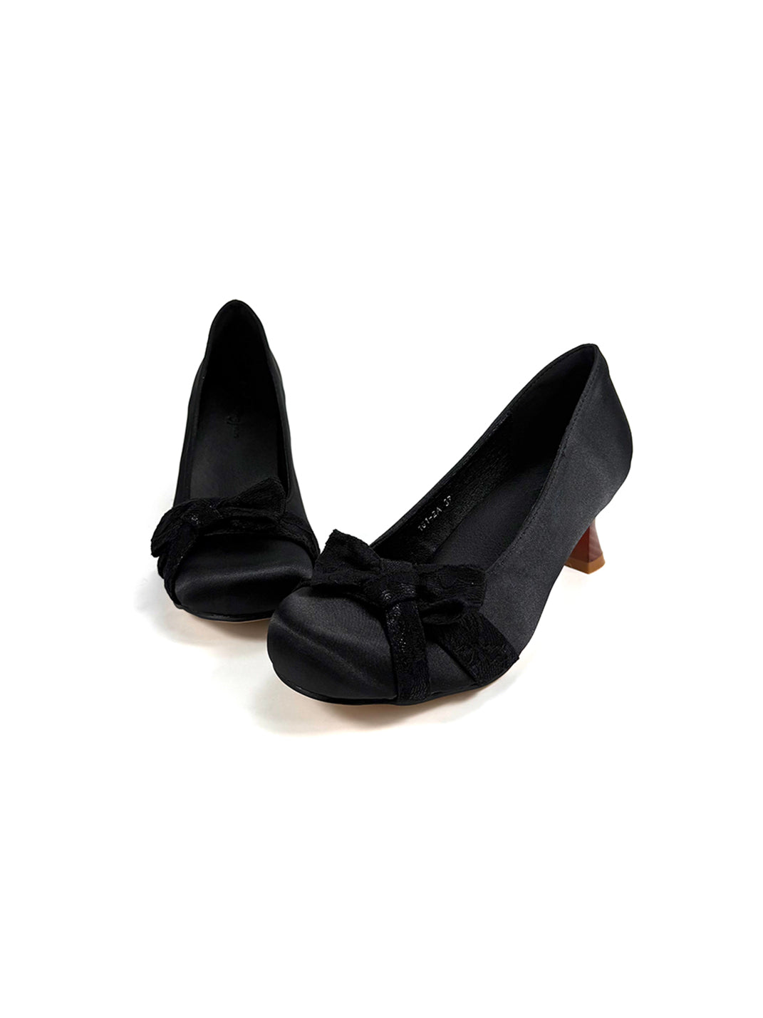 Bow-Toe Sculpted Cup-Heel Satin Pumps