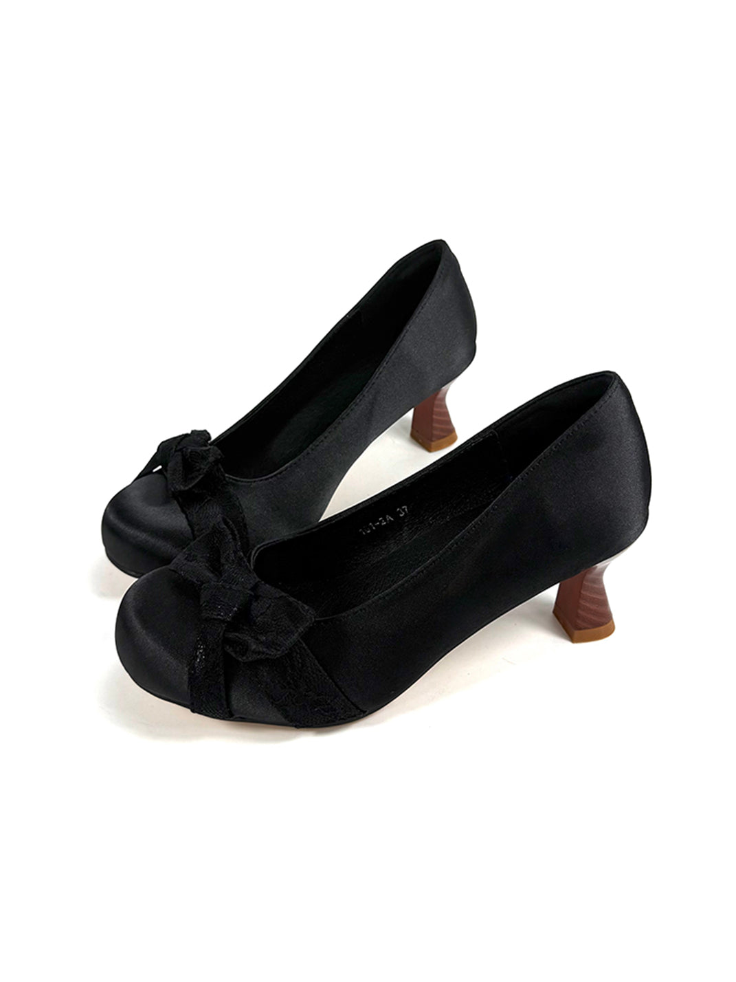 Bow-Toe Sculpted Cup-Heel Satin Pumps