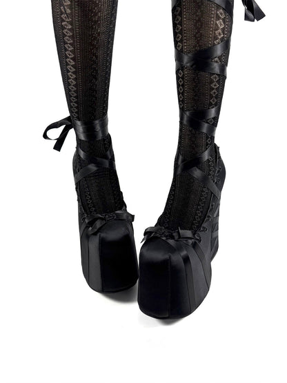 Ribbon-Lace 16cm Platform Pumps