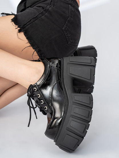 Patent Chunky Platform Derby Heels