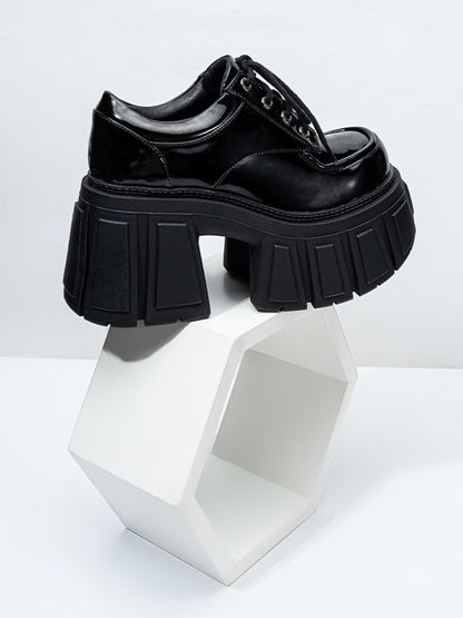 Patent Chunky Platform Derby Heels