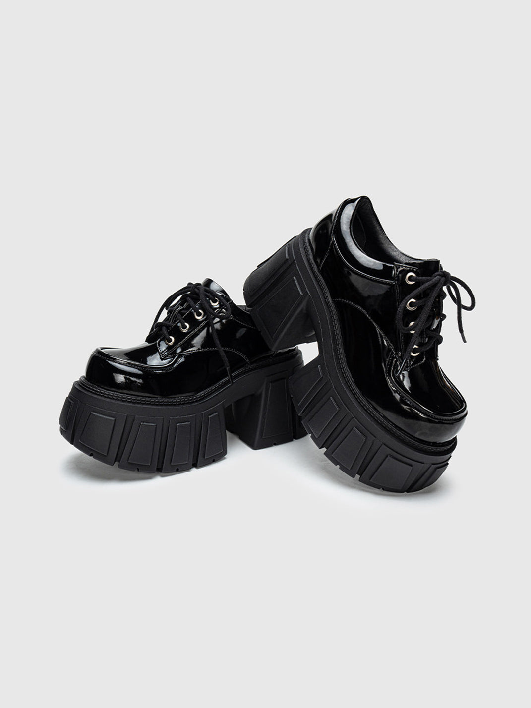 Patent Chunky Platform Derby Heels