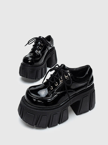 Patent Chunky Platform Derby Heels