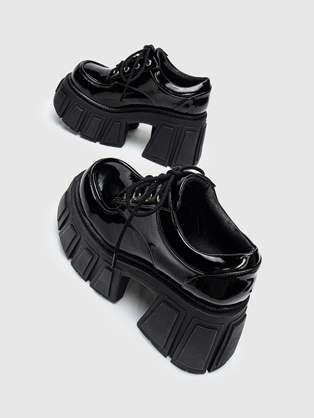 Patent Chunky Platform Derby Heels