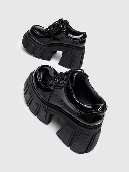 Patent Chunky Platform Derby Heels