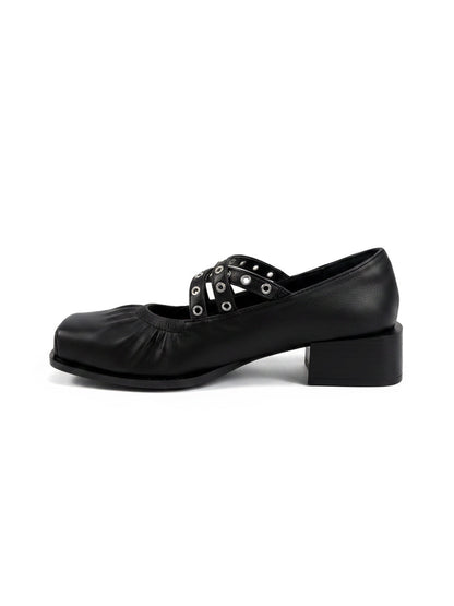Multi-Strap Square-Toe Mary Jane Flats