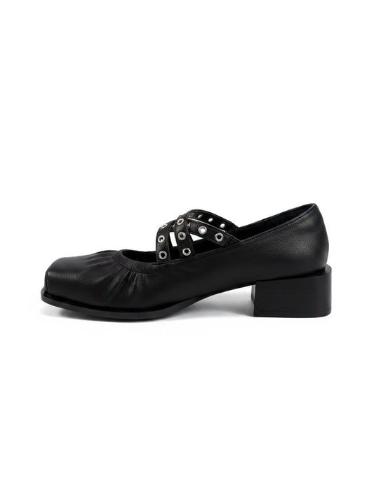 Multi-Strap Square-Toe Mary Jane Flats