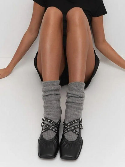 Multi-Strap Square-Toe Mary Jane Flats