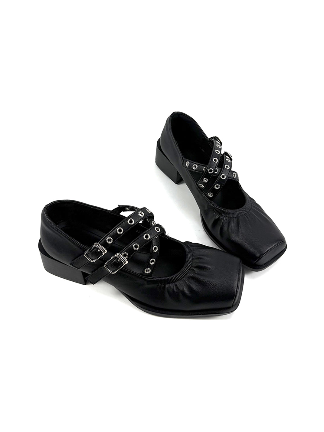 Multi-Strap Square-Toe Mary Jane Flats