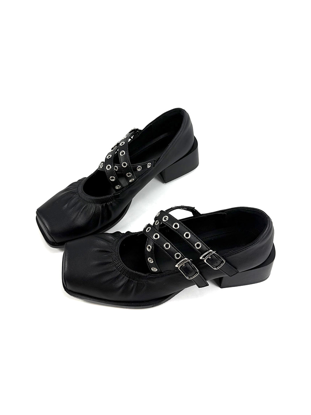Multi-Strap Square-Toe Mary Jane Flats
