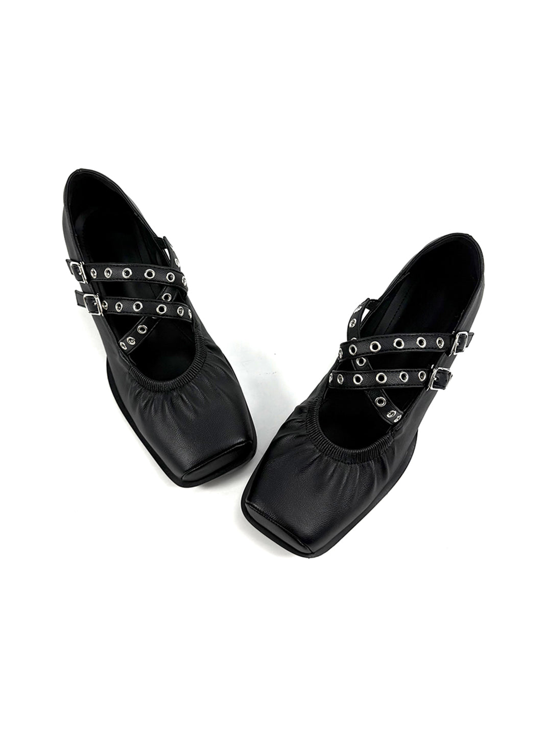 Multi-Strap Square-Toe Mary Jane Flats
