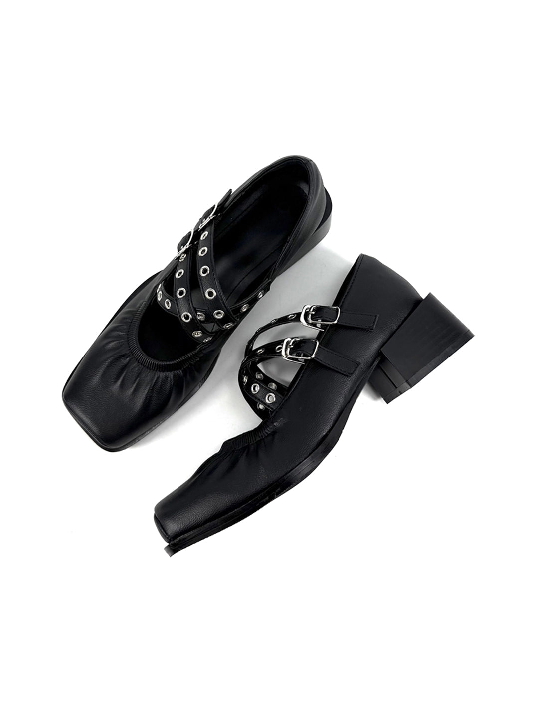 Multi-Strap Square-Toe Mary Jane Flats