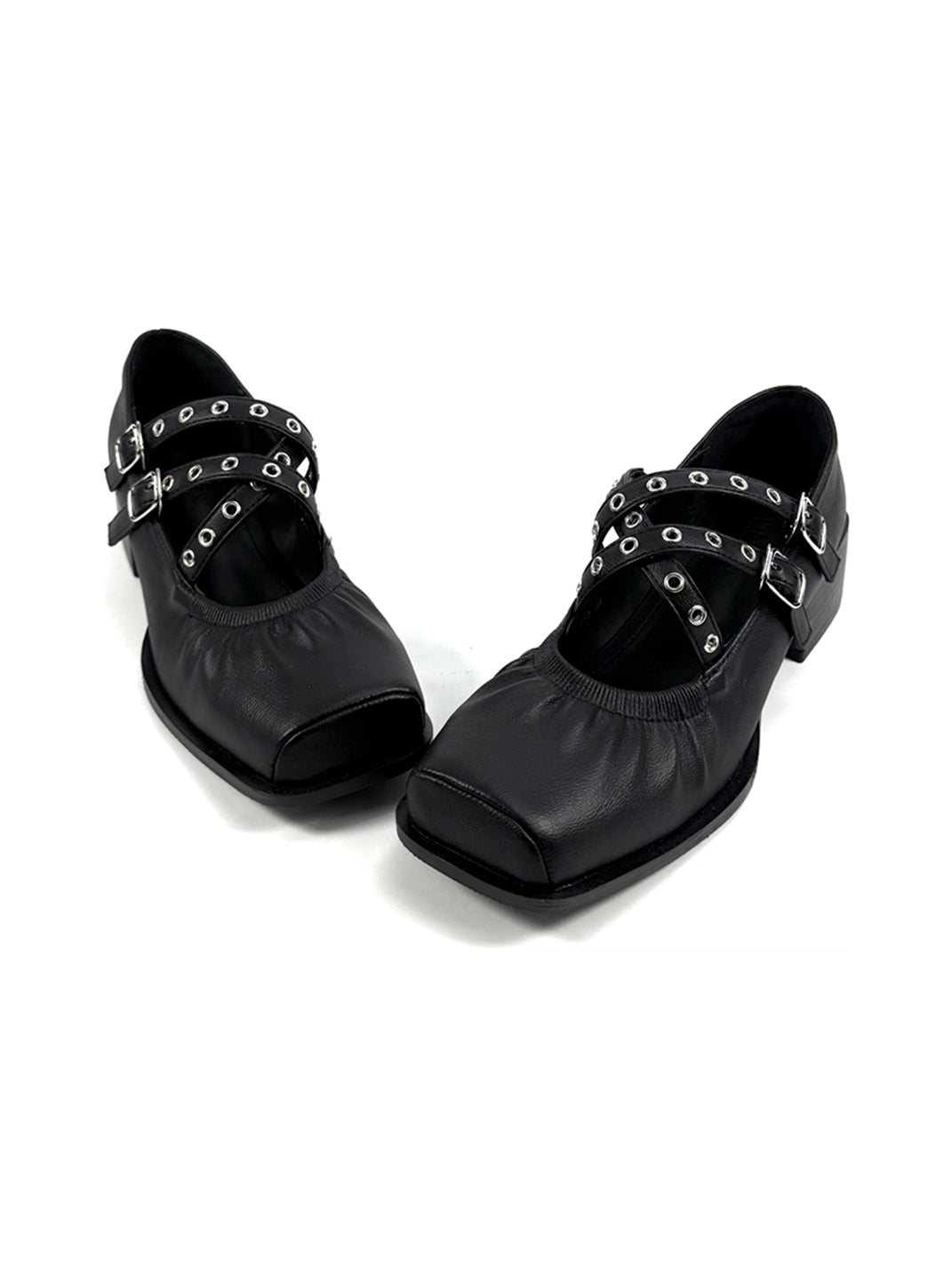 Multi-Strap Square-Toe Mary Jane Flats