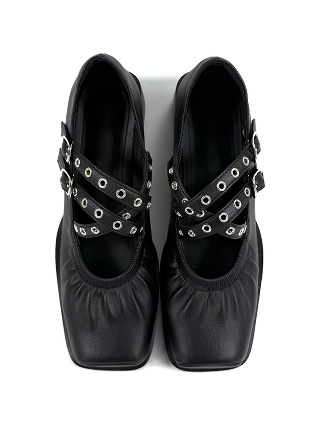 Multi-Strap Square-Toe Mary Jane Flats