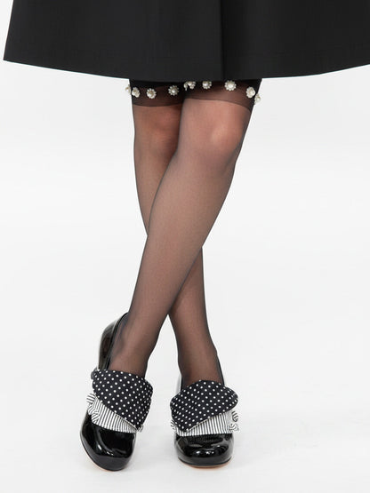 Polka-Dot Bow Patent Mid-Heel Pumps