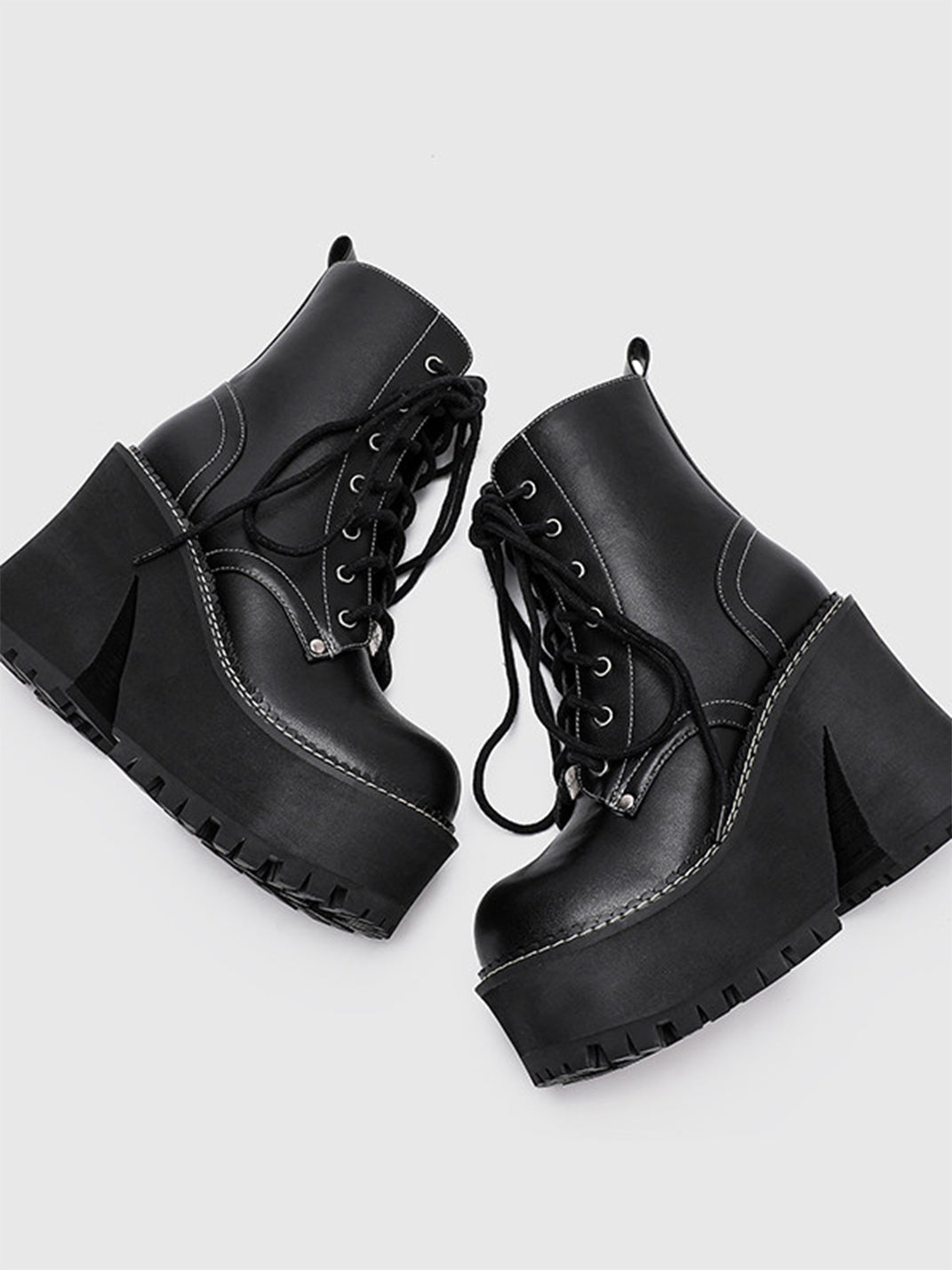 Daisy-Lace Platform Combat Ankle Boots