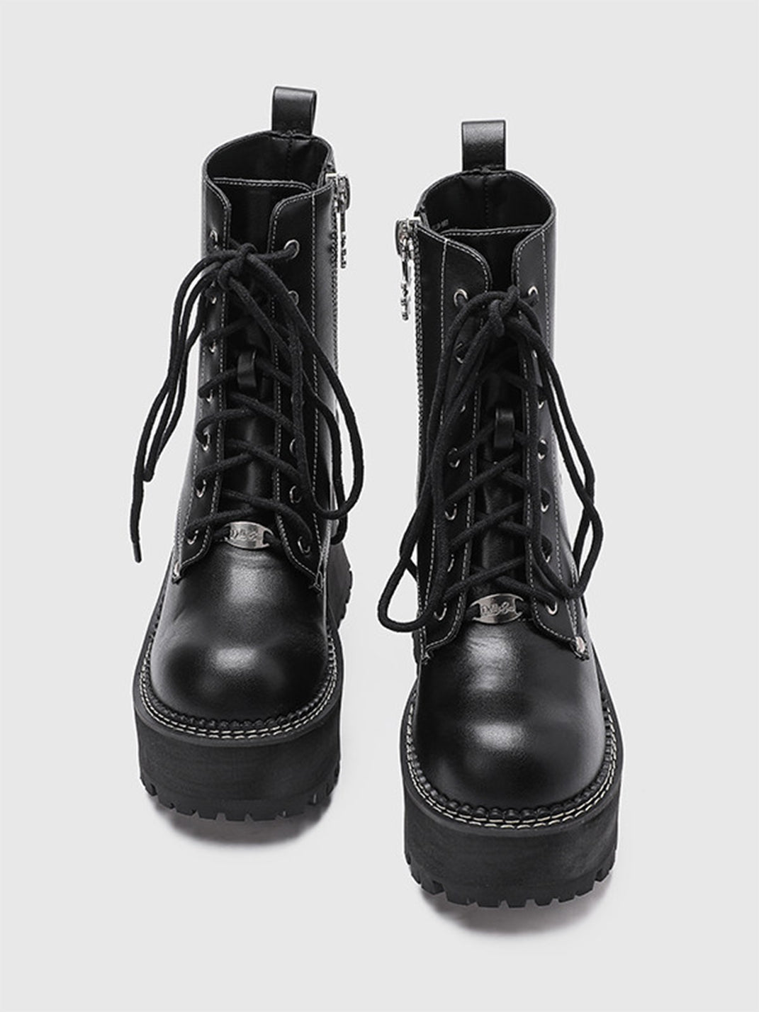 Daisy-Lace Platform Combat Ankle Boots