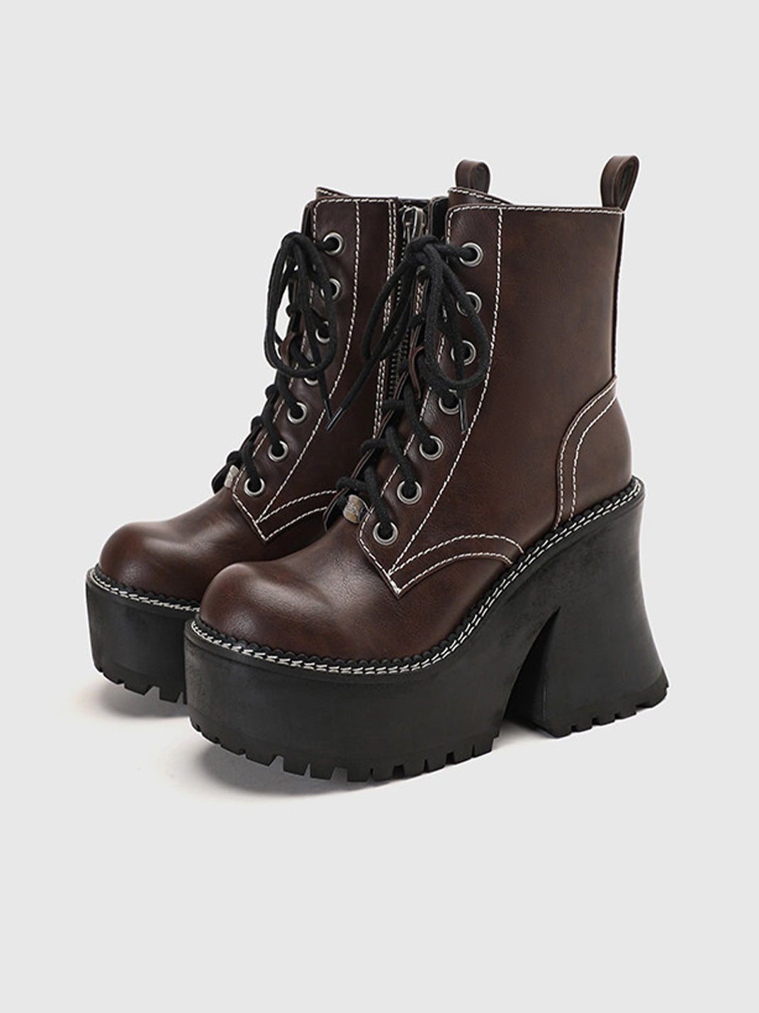 Daisy-Lace Platform Combat Ankle Boots