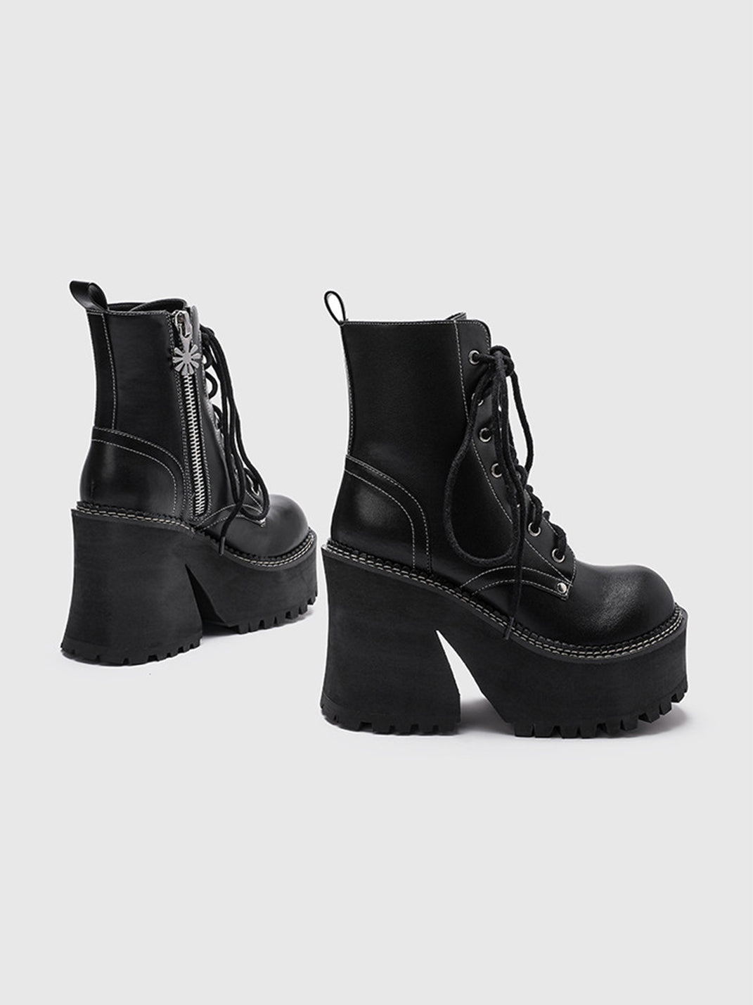 Daisy-Lace Platform Combat Ankle Boots