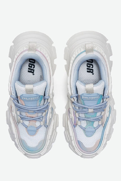 OGR White & Blue Chunky Platform Sneakers