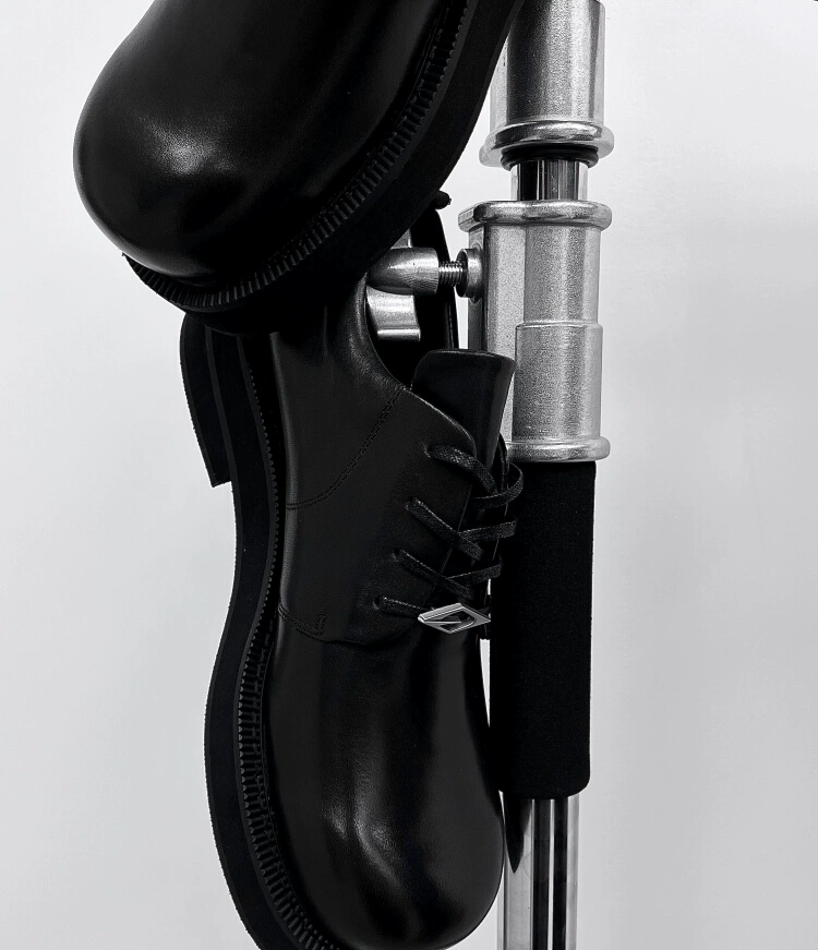 Black Leather Platform Derby Shoes