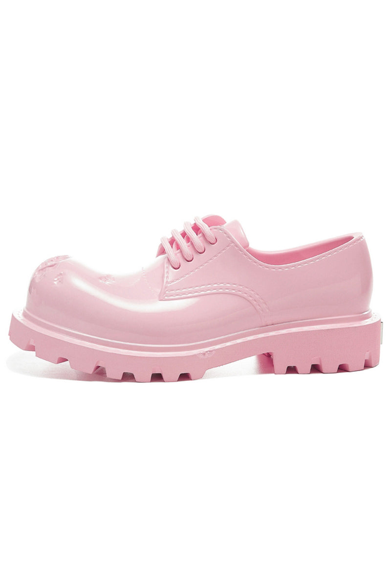 Pink Platform Derby Shoes with Lug Sole