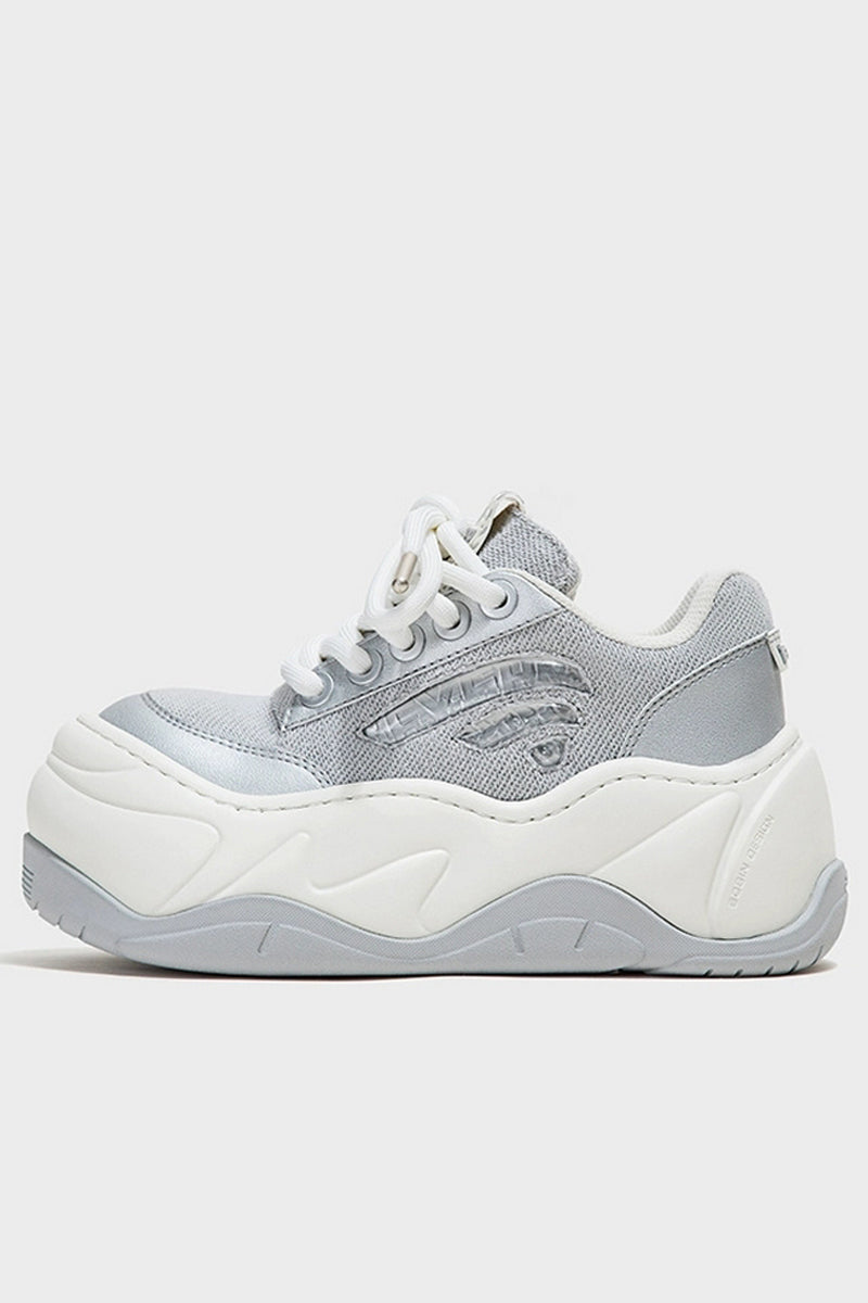 Chunky Platform Silver Sneakers