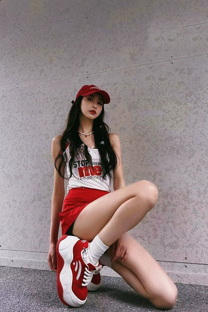 Chunky Platform Red Sneakers