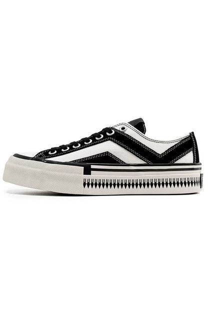 Black White Platform Canvas Sneakers
