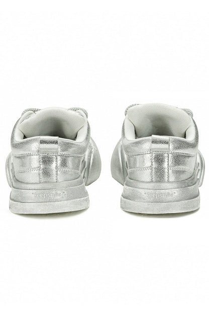 Silver Canvas Chunky Sneakers