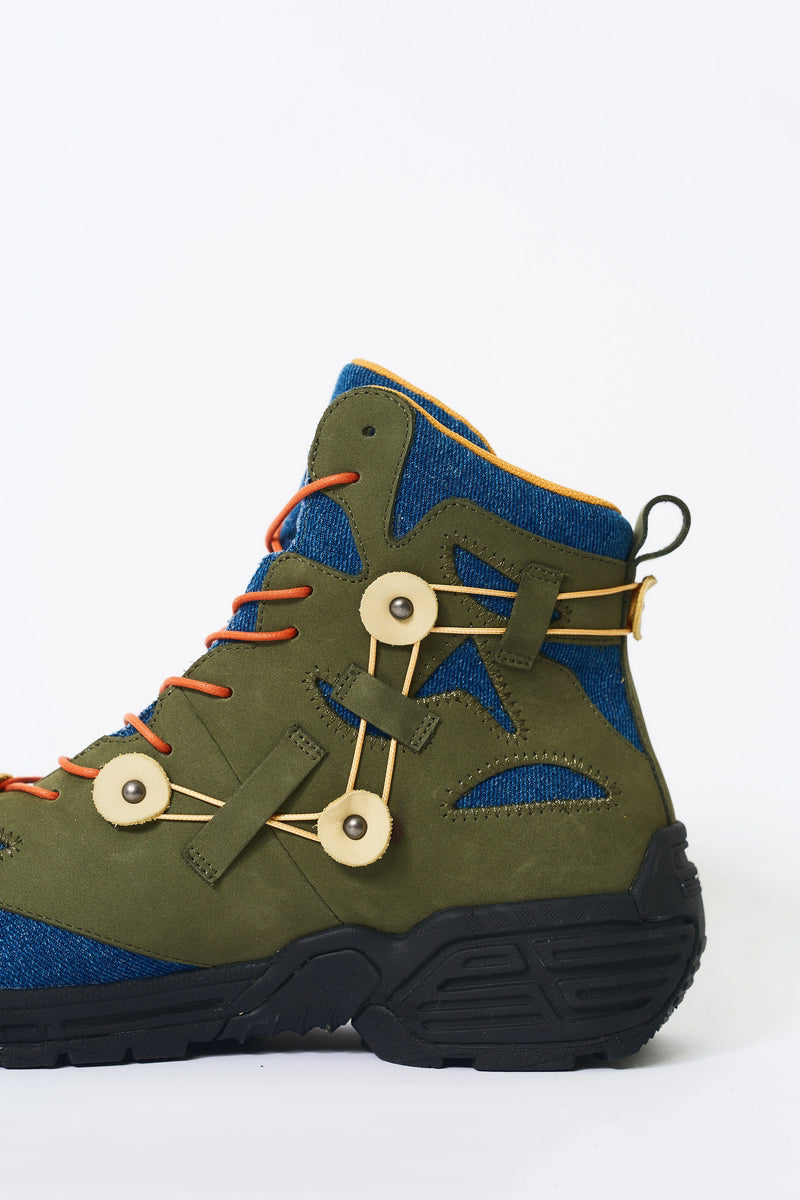 Green Denim Outdoor Hiking Boots