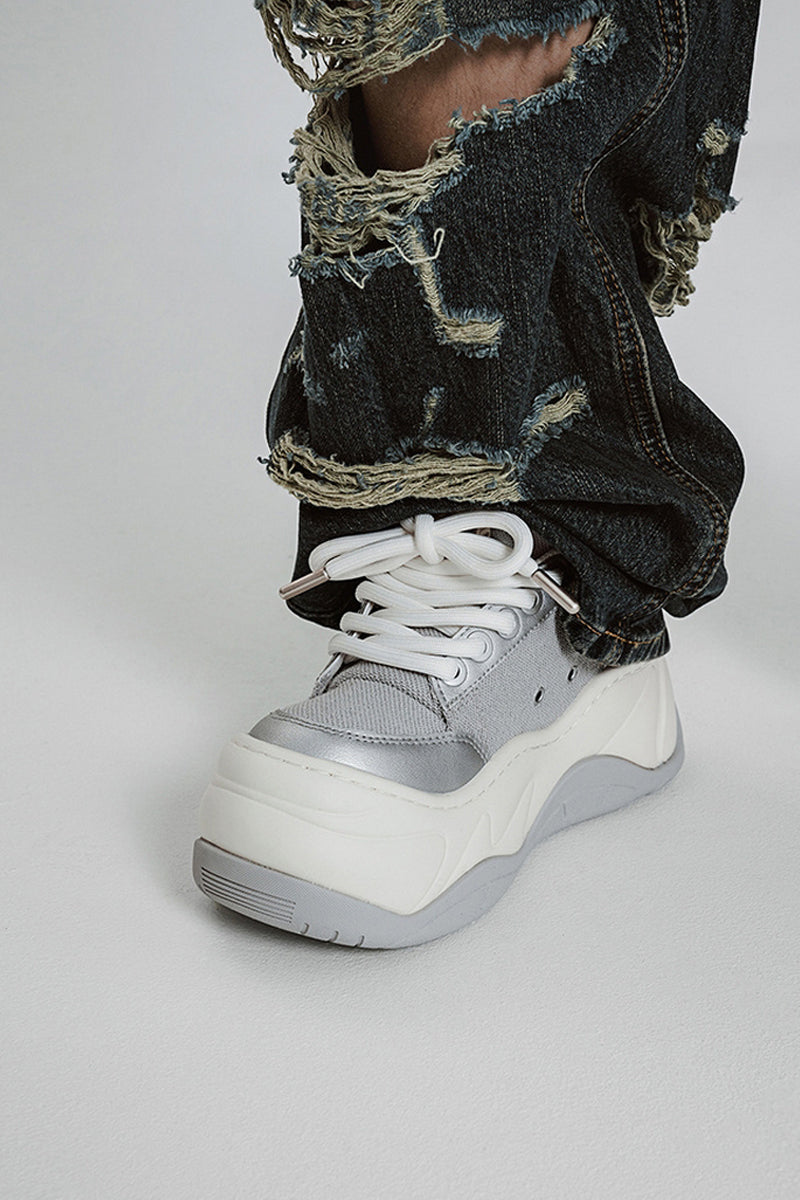 Chunky Platform Silver Sneakers