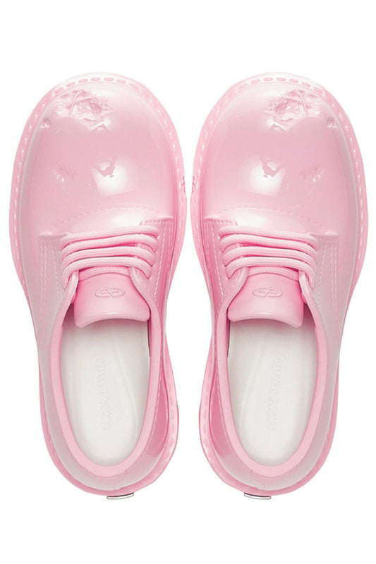 Pink Platform Derby Shoes with Lug Sole