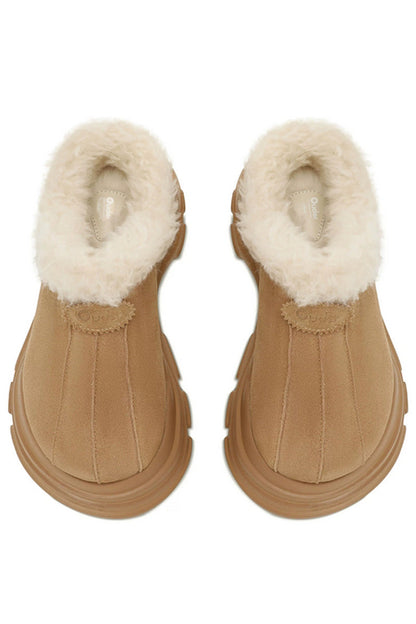 Leather Wool Slip-On Mules