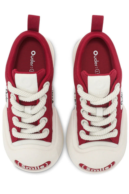 Red and White Canvas Low-Top Sneakers