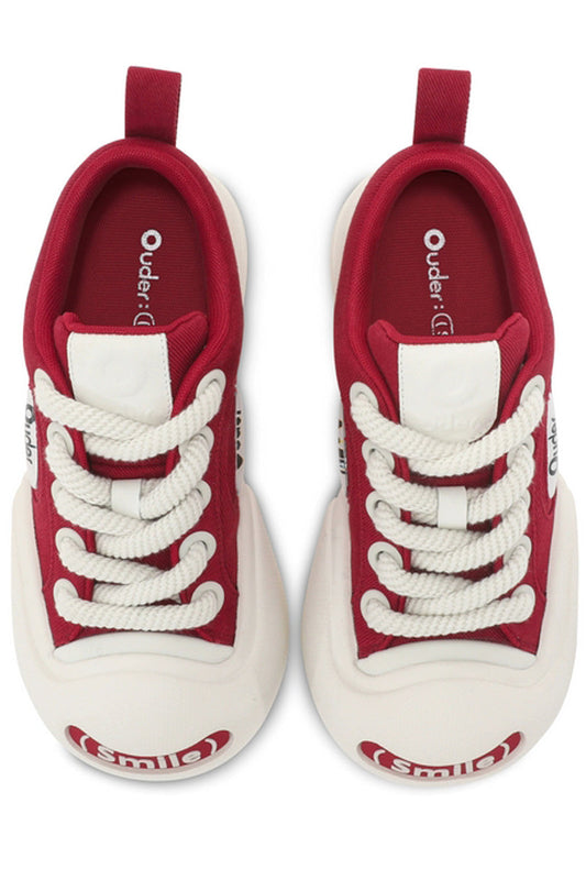 Red and White Canvas Low-Top Sneakers