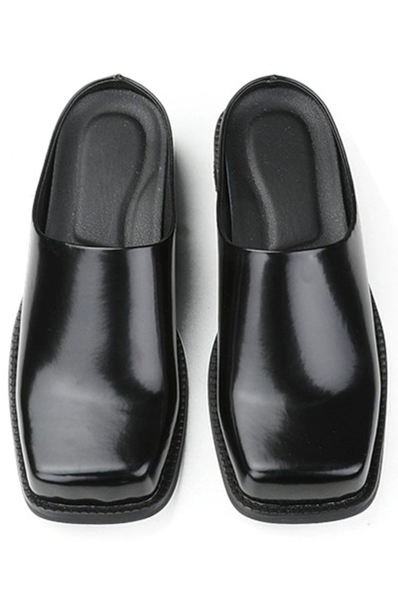 Square-Toe Leather Clog Mules - EU Only