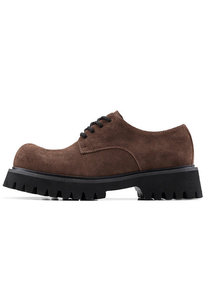 Brown Suede Lug-Sole Derby Shoes