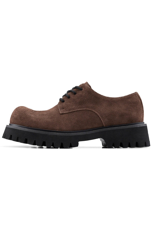 Brown Suede Lug-Sole Derby Shoes