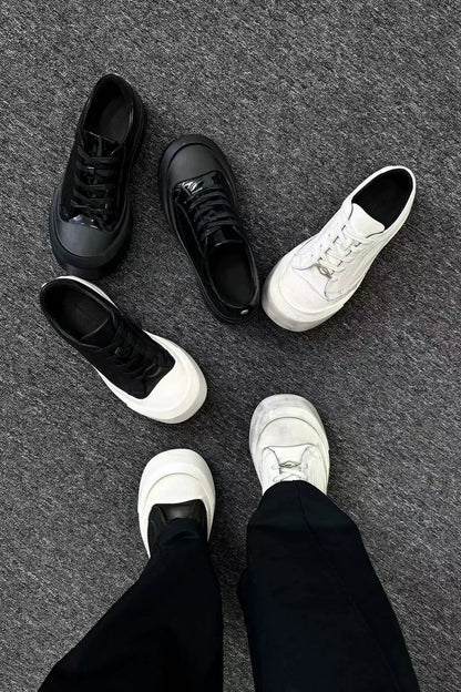Leather Toe Cap Platform Sneakers