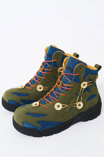 Green Denim Outdoor Hiking Boots